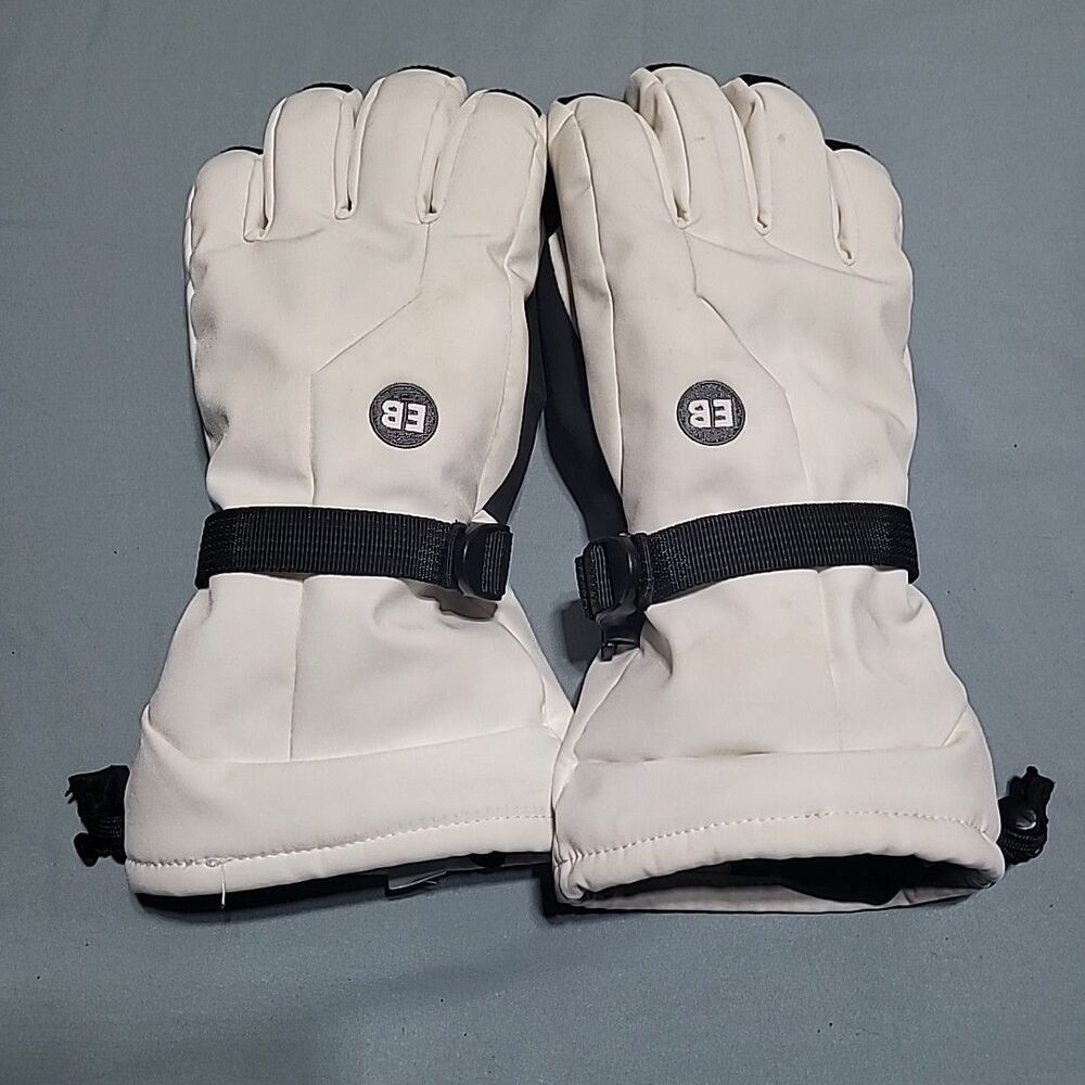 Eddie Bauer Glaze Ice Mittens White Black Ski Cold Weather Gloves Medium